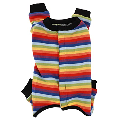TOGEVAL Rainbow Pet Shirt Für Hunde Anti-leck Operationsanzug Atmungsaktiv Und Für Sommer Farbenfrohe Regenbogenstreifen Schützt von TOGEVAL