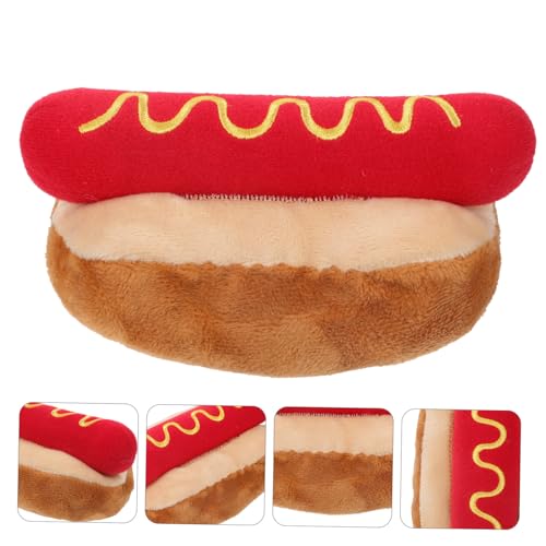 TOGEVAL Bissfestes Plüsch hundespielzeug Hot Dog Form Interaktives Quietschspielzeug für Haustiere zur Beschäftigung und Aggressives Kauspielzeug gegen Langeweile für Kleine bis Mittlere von TOGEVAL