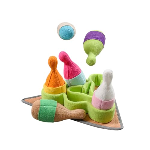 TOGEVAL Bowlingkugel-schnüffelmatte Hundenapf Quietscher Hunde-Puzzle-Matte Zur Bereicherung Von Hunden Interaktives Hundepuzzle Plüsch Hundezelt Polarfleece Colorful von TOGEVAL