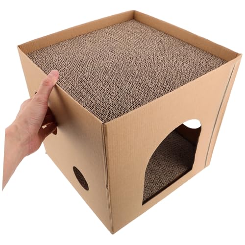 TOGEVAL Cat Scratch Nest aus Langlebiger Wellpappe Kratzfestes Katzenkratzbrett und Gemütliches Katzenhaus Minimalistisches Design für Sicheres Kratzmöbel und Komfortables Katzenkratzpad von TOGEVAL