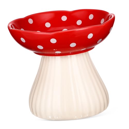 TOGEVAL Erhöhte Keramik Katzennapf mit Breiter Flacher Schale für Gesunde Haltung Stabiler Futternapf mit Pilz Design Leicht zu Reinigen Geeignet für Kleine Katzen und Haustiere TOGEVAL Erhöhte Keramik Katzennapf mit Breiter Flacher Schale für Gesunde Haltung Stabiler Futternapf mit Pilz Design Leicht zu Reinigen Geeignet für Kleine Katzen und Haustiere von TOGEVAL