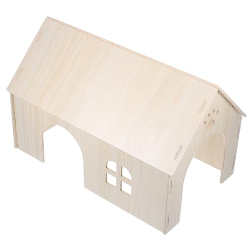 TOGEVAL Großes Holz hamsterhaus Nagetierversteck aus Natürlichem Holz Langlebiges Sicheres Haustierhaus zum Schlafen für Hamster Meerschweinchen Eichhörnchen Kaninchen von TOGEVAL