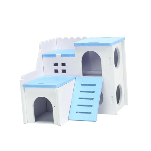 TOGEVAL Holz Hamsterhaus Für Kleine Tiere Doppellagiges Schlaf Und Spielhaus Aus Ökologischem Material Sicher Und Unterhaltsam Für Hamster Und Andere Kleintiere Blau TOGEVAL Holz Hamsterhaus Für Kleine Tiere Doppellagiges Schlaf Und Spielhaus Aus Ökologischem Material Sicher Und Unterhaltsam Für Hamster Und Andere Kleintiere Blau von TOGEVAL