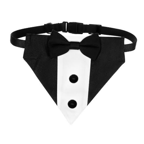 TOGEVAL Hundehalstuch Mit Fliege Halsband Haustier Formelles Kostüm Zubehör Für Hochzeiten Verlobungsfeiern Weiches Polyester Größe M von TOGEVAL