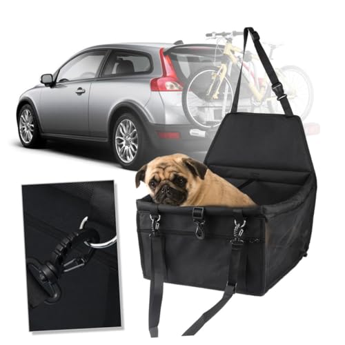 TOGEVAL Reisetasche für Haustiere Sicherheitsleine Netzgewebe für Hunde und Katzen Autositz schwarz atmungsaktiv und von TOGEVAL