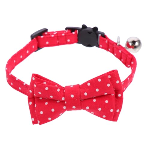 TOGEVAL Hundehalsband Mit Fliege Handgefertigt Halsband Mit Fliege Für Hunde Bequemes Baumwollhalsband Mit Glöckchen von TOGEVAL