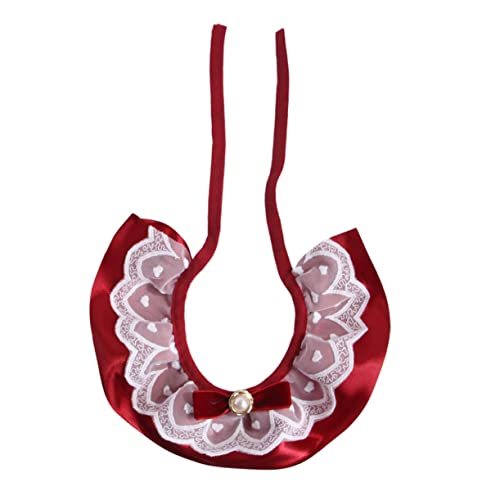 TOGEVAL Haustierkatze Spitze Kragenkrawatte Mit Perlen- Und Bogen- Kragen Halskette Schal von TOGEVAL