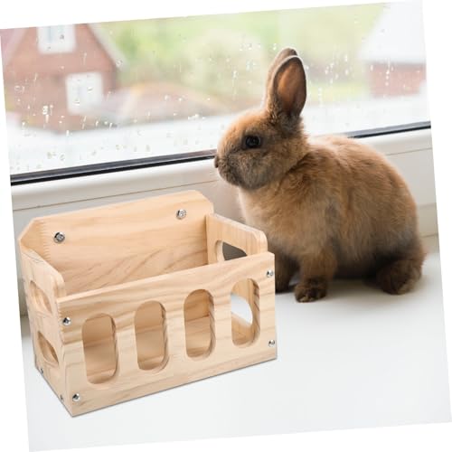 TOGEVAL Holz Heuraufe für Kaninchen und Hamster Langlebiger Nager Futterspender mit Sicherer Befestigung Schützt Futter vor Verschmutzung und Verschwendung Geeignet für Kleintierkäfige von TOGEVAL