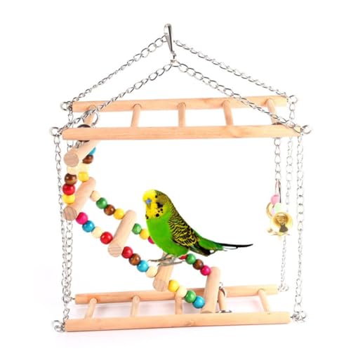TOGEVAL Holz vogelschaukel mit Leiter für Kleine Papageien Natürliche Holzleiter mit Eisenkette Sicheres Haustierspielzeug für Kletterspaß und Ruhe für Käfigvögel und Wellensittiche TOGEVAL Holz vogelschaukel mit Leiter für Kleine Papageien Natürliche Holzleiter mit Eisenkette Sicheres Haustierspielzeug für Kletterspaß und Ruhe für Käfigvögel und Wellensittiche von TOGEVAL