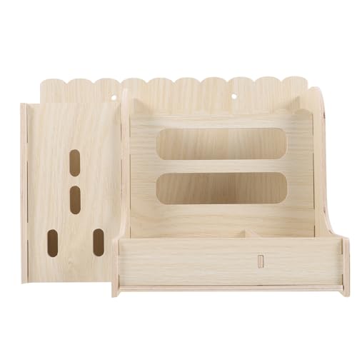 TOGEVAL Holzhalter Futterstation für Kleintiere Verschleißfestes Futterhaus als Heuraufe und Napf Multifunktionaler Holzhalter für Kaninchen Meerschweinchen Chinchilla Platzsparend und von TOGEVAL