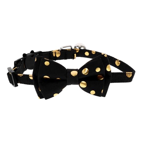 TOGEVAL Elegantes Katzenhalsband Mit Fliege Und Schleife Verstellbar Bequemes Haustierhalsband Mit Glöckchen Abnehmbar Stilvoll Hautfreundlich Partygeschenk Für Haustiere von TOGEVAL
