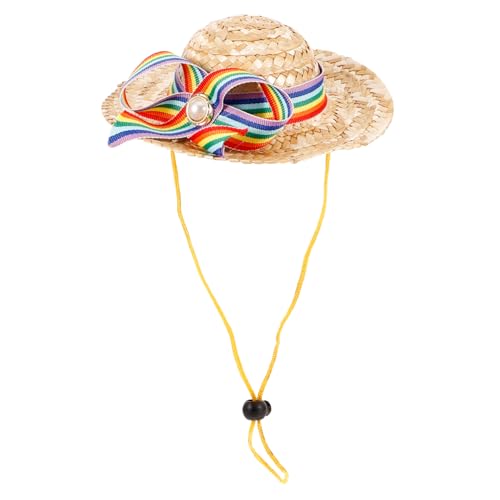 TOGEVAL Katzenhund Gewebter Hut Stroh Regenbogenband Hut Welpe Stroh Gewebten Hut Haustier Sommerhut TOGEVAL Katzenhund Gewebter Hut Stroh Regenbogenband Hut Welpe Stroh Gewebten Hut Haustier Sommerhut von TOGEVAL