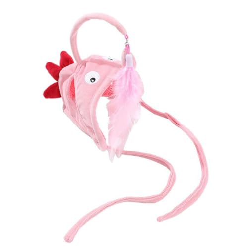 TOGEVAL Katzenkopfschmuck mit Katzenangel für Indoor Katzen Interaktiver Katzenspielstab zum Beschäftigen Selbstunterhaltendes Katzen teaserspielzeug Stressreduktion von TOGEVAL