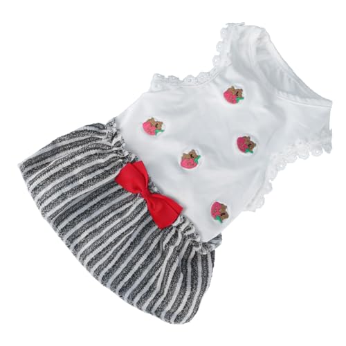 TOGEVAL Kleid für Hunde mit Erdbeer Muster Gestreifter Rock Atmungsaktives Bequemes Hundekostüm für Frühling Sommer Xs Süßes Haustier Outfit für Spaziergänge und Partys TOGEVAL Kleid für Hunde mit Erdbeer Muster Gestreifter Rock Atmungsaktives Bequemes Hundekostüm für Frühling Sommer Xs Süßes Haustier Outfit für Spaziergänge und Partys von TOGEVAL