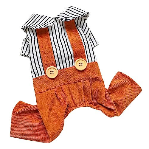 TOGEVAL Pet Striped Overalls Für Hunde Lustige Und Bequeme Kleidung Für Warme Outfits Für Outdoor-aktivitäten Einfach Anzuziehen Und Pflegeleicht von TOGEVAL