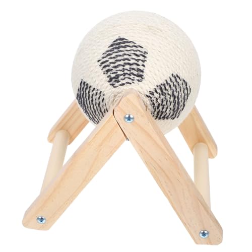 TOGEVAL Kratzball für Katzen aus Langlebigem Sisal mit Robustem Holzsockel Spielerisches Nagelpflege Tool für Kleine bis Mittelgroße Katzen Schützt Möbel und Fördert und von TOGEVAL