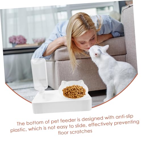 TOGEVAL Kunststoff Katzenfutterspender mit Neigung Automatischer Wasserspender und Futterautomat Langlebiger Leicht zu Reinigender Napf mit Transparentem Wassertank für Katzen und Kleine von TOGEVAL
