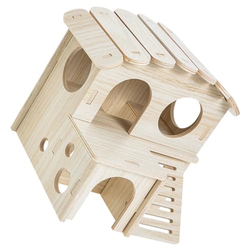 TOGEVAL Natürlicher Hamster-lebensraum Meerschweinchen-versteck Holzleiterhaus Für Chinchillas TOGEVAL Natürlicher Hamster-lebensraum Meerschweinchen-versteck Holzleiterhaus Für Chinchillas von TOGEVAL