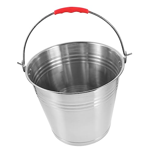 TOGEVAL Futtereimer für Pferde aus Edelstahl 30 cm 10 l robuster Griff für einfaches Tragen von TOGEVAL