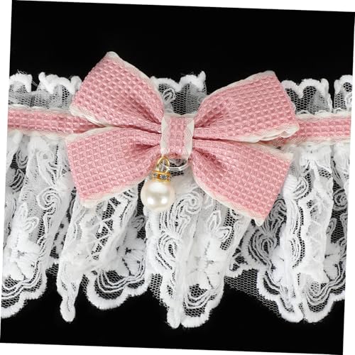 TOGEVAL Niedliches Katzenhalsband mit Spitzenbesatz Schleifenornament Komfortabel und Sicher Eleganter Haustierkragen für Kätzchen und Kleine Hunde Stilvolles Accessoire aus Polyester und von TOGEVAL