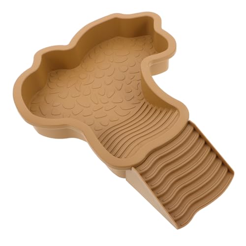 TOGEVAL Pet Turtle Badewanne Reptilienbecken Schildkröten-Badebecken Versorgung mit Schildkrötenbecken Bereich zum Sonnenbaden von Schildkröten Schildkrötenbadepool mit Rampe Plastik Khaki von TOGEVAL