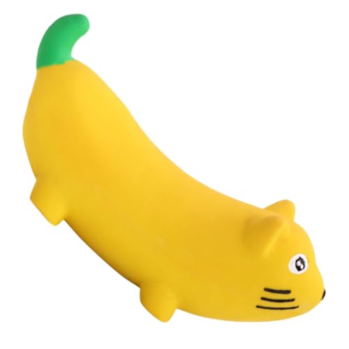TOGEVAL Quietschendes Latex Hundespielzeug Banane Katzenform Langlebiges Kauspielzeug für Welpen und Kleine bis Mittelgroße Hunde Interaktives Beißspielzeug zur Zahnpflege und von TOGEVAL