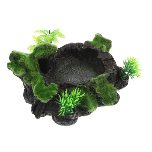 TOGEVAL Reptilien Futterschale aus Widerstandsfähigem Harz mit Natürlichem Design Dekorative Wasserschale für Terrarien Leicht zu Reinigen Ausbruch Kante als Futter und Trinknapf für von TOGEVAL