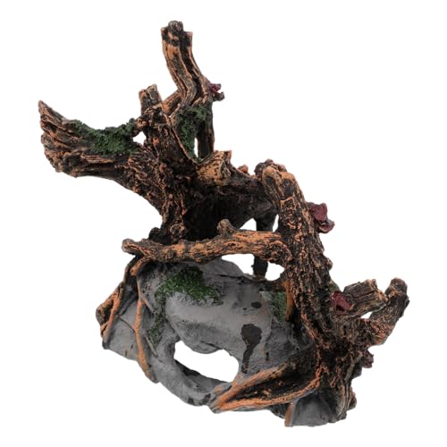 TOGEVAL Resin Aquarium Dekoration Baumstumpf Hohle Versteck Höhle Fischversteck für Betta Garnelen Natürliche Aquarienlandschaft Wasserdichtes Reptilienversteck Für Süß Salzwasser Geeignet von TOGEVAL