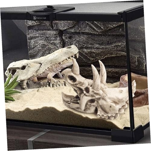 TOGEVAL Resin Aquarium Ornament Dinosaur Skull Versteck Langlebig Detailreich Natürliches Versteck für Reptilien und Garnelen Aquarien Landschaftsdekoration Aquarium Deko Ornamente von TOGEVAL