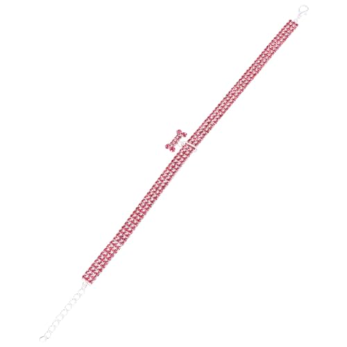 TOGEVAL Rosa Verstellbares Hundehalsband mit Funkelnden Strasssteinen Kleine S Modisches und Langlebiges Haustierzubehör für Spaziergänge und Outdoor Sportarten von TOGEVAL