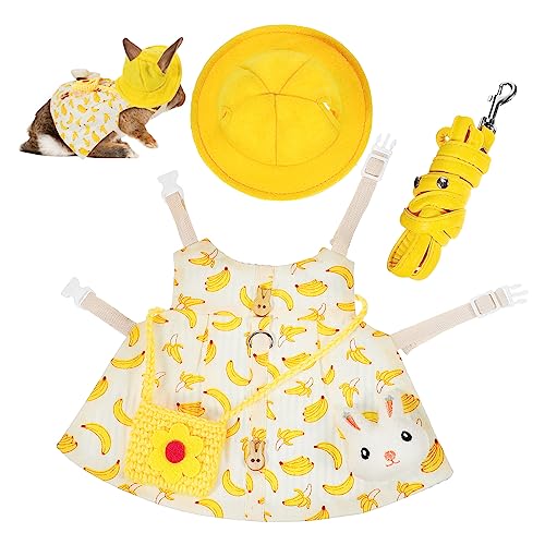 TOGEVAL Tierkleidung Set Mit Banana Muster Einstellbares Geschirr Leine Hut Tasche Und Kaninchen Brosche Für Meerschweinchen Frettchen Und Mehr TOGEVAL Tierkleidung Set Mit Banana Muster Einstellbares Geschirr Leine Hut Tasche Und Kaninchen Brosche Für Meerschweinchen Frettchen Und Mehr von TOGEVAL