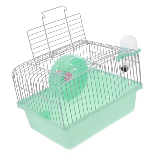 TOGEVAL Tragbarer Hamsterkäfig mit Henkel und Wasserflaschenhalter Multifunktional für Hamster Chinchillas und Kleine Vögel Geräumiger Transportkäfig Stilvoll und Praktisch Grün von TOGEVAL