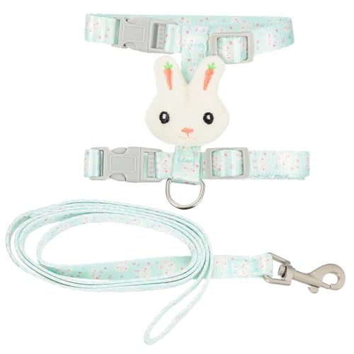 TOGEVAL Verstellbares Weiches Katzengeschirr mit Kaninchen Design Atmungsaktiv Langlebigem Nylon Breit für Kleine Katzen Sicheres Brustgeschirr für Komfortables Spazierengehen von TOGEVAL