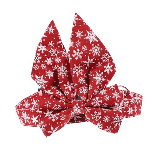 TOGEVAL Verstellbares Weihnachts Hundehalsband mit Dekorativer Abnehmbarer Schleife Katzenhalsband für Haustiere Komfortables Party Accessoire Geeignet für Kleine bis Mittelgroße Hunde und von TOGEVAL