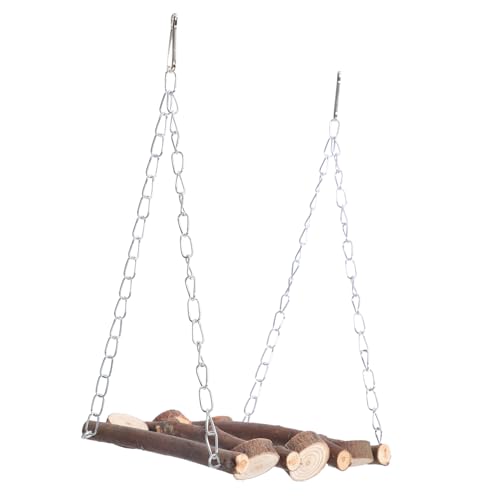 TOGEVAL Vogel Schaukel Holzspielzeug für Papageien und Kleine Vögel Natürliche Sitzstange Kauspielzeug Robustes Dekoratives Haustierkäfig Zubehör Balance und Bewegung von TOGEVAL