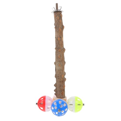 TOGEVAL Parrot Perch Stand Aus Holz Mit Glocke Vogel Sitzstange Für Papageien Und Nymphensittiche Spielzeug Mit Praktischem Design Für Käfigdekoration Und Beschäftigung von TOGEVAL