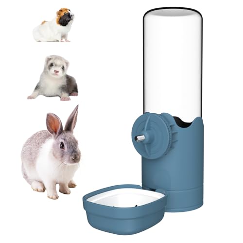 TOKAYIFE Automatischer Wasserspender Kaninchen 500ml Hasen Trinkflasche Hängend Meerschweinchen Trinkflasche Hamster Trinkflasche Für Kaninchen Meerschweinchen Chinchilla Frettchen (Blau, 500ml) von TOKAYIFE