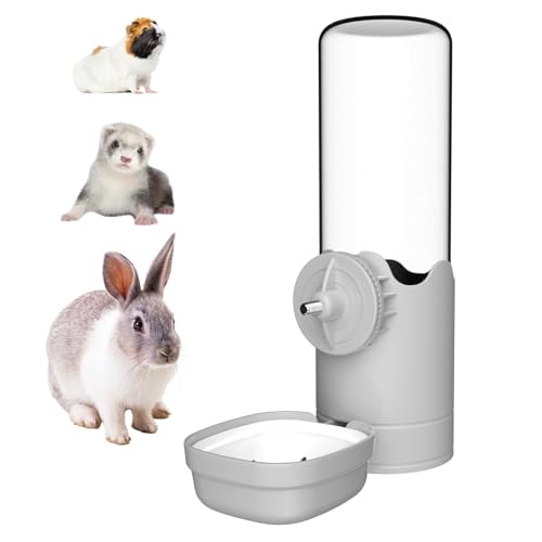 TOKAYIFE Automatischer Wasserspender Kaninchen 500ml Hasen Trinkflasche Hängend Meerschweinchen Trinkflasche Hamster Trinkflasche Für Kaninchen Meerschweinchen Chinchilla Frettchen (Grau, 500ml) von TOKAYIFE