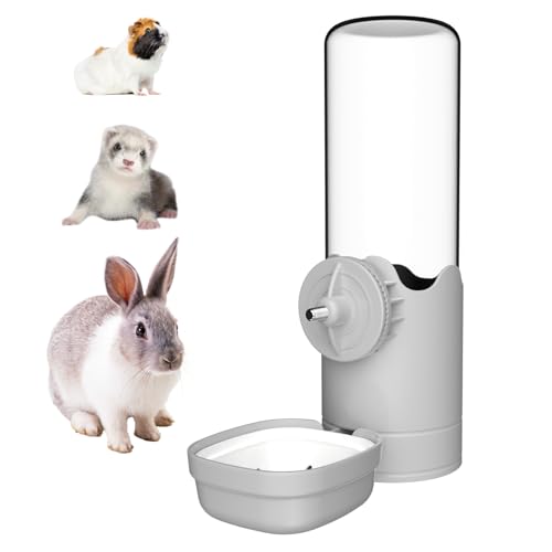 TOKAYIFE Automatischer Wasserspender Kaninchen 500ml Hasen Trinkflasche Hängend Meerschweinchen Trinkflasche Hamster Trinkflasche Für Kaninchen Meerschweinchen Chinchilla Frettchen (Grau, 500ml) von TOKAYIFE