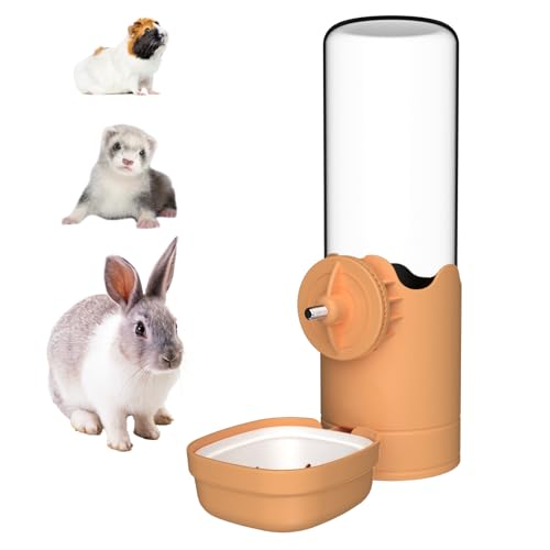 TOKAYIFE Automatischer Wasserspender Kaninchen 500ml Hasen Trinkflasche Hängend Meerschweinchen Trinkflasche Hamster Trinkflasche Für Kaninchen Meerschweinchen Chinchilla Frettchen (Orange, 500ml) von TOKAYIFE