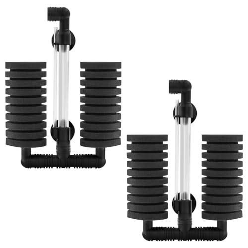 TOKSEO 2 Stück Aquarium Doppel Schwammfilter Aquarium Set, Luftheber Aquarium Filter für Biologische und Mechanische Filterung, Schwammfilter für Bettas Garnelen Brüter von TOKSEO