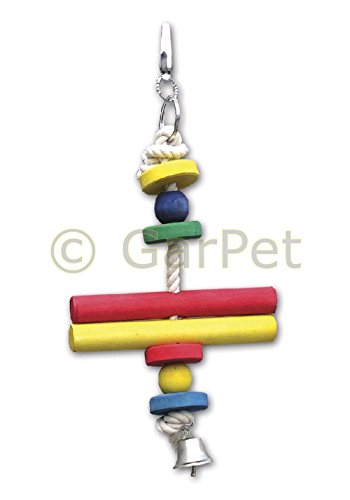 Tommi Vogelspielzeug Papageien Kletter Baumwolle Holz Glocke Spielzeug 35 cm von TOMMI