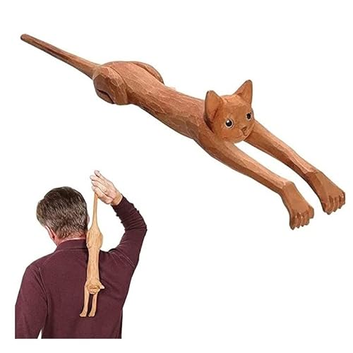 TOMYEUS Katze geformtes Rückenkratzer, Körper juckender Stock, lustiger Holzkatze Rückenkratzer, manueller Rückenjuckreiz Therapeutischer Selbstmassagierer for Katzenliebhaber (Color : 1pcs) von TOMYEUS