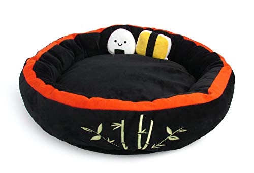 TONBO Weiches Plüschbett für Hunde und Katzen, 61 cm, niedliches und gemütliches Sushi-Spielzeug, waschmaschinen- und trocknergeeignet, Schwarz von TONBO