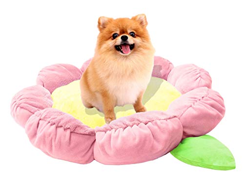 TONBO Weiches Plüschbett für Hunde und Katzen, 61 cm, süßes und gemütliches Blumenmotiv, geeignet für Waschmaschine und Trockner, Pastellrosa TONBO Weiches Plüschbett für Hunde und Katzen, 61 cm, süßes und gemütliches Blumenmotiv, geeignet für Waschmaschine und Trockner, Pastellrosa von TONBO