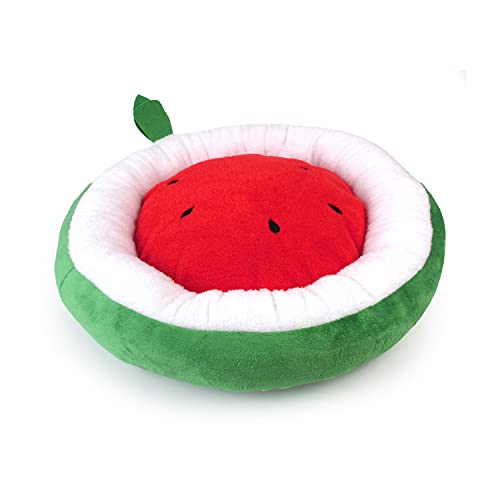 TONBO Weiches Plüschbett für Hunde und Katzen, 61 cm, süßes und gemütliches Wassermelonen-Haustierbett, wasch- und trocknergeeignet (Wassermelone) von TONBO
