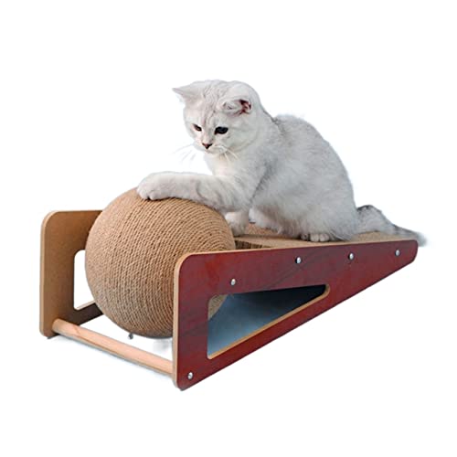 2 in 1 Cat Lounge Bed, 90° Cat Scratcher Post, Cat Nest with Spinning Ball, Multifunktions-Katzenspielzeug (Size : 12 * 12 * 40cm) von TONGDY