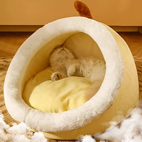 2-in-1-Katzenversteck, Katzenhöhlenbett mit dickem Kissen, Rutschfester Boden, Katzenzelt, ultraweicher Plüsch for Schlafen und Spielen von Haustieren (Size : 30 * 30 * 36cm) von TONGDY