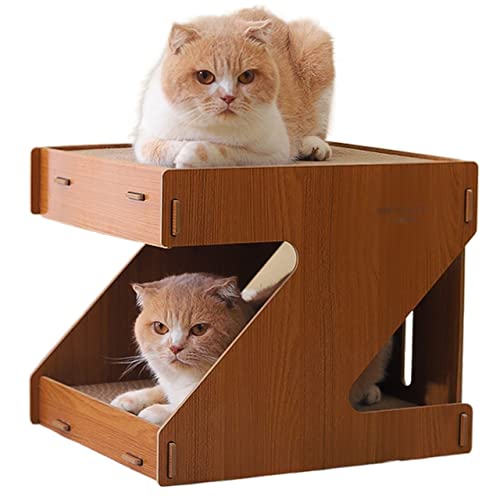 2-lagiges Katzenbett, Katzennest aus Wellpappe, Katzenkratzer, langlebiges Katzenkratzspielzeug, Möbelschutz von TONGDY