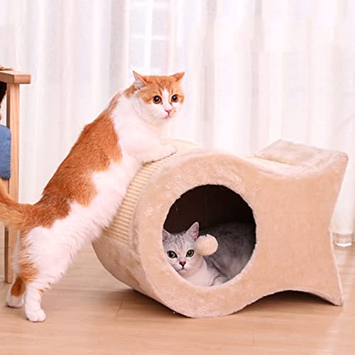 Großer Katzen-Versteckkorb, Katzenkratzer, Katzenhöhle mit flauschigem Ball for Aufhängen, for Schlafen, Spielen, Klettern und Verstecken von Haustieren von TONGDY